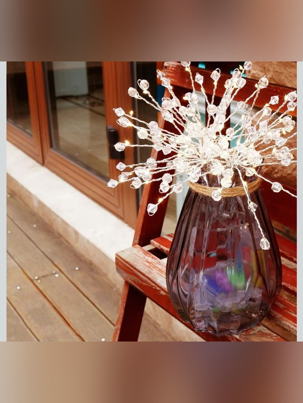 Battery Operated 8" Copper Wire String Lights LED Hanging Starburst Light